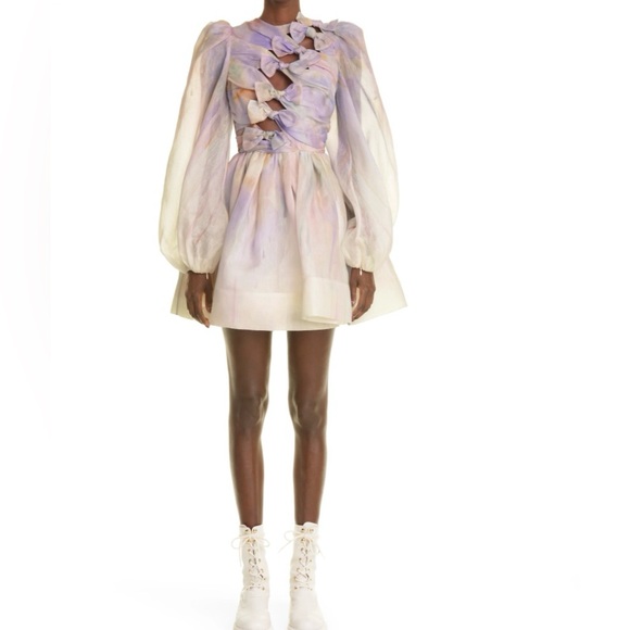 Zimmermann Rhythmic Knot Linen Silk Mini Dress in Rainbow - Picture 3 of 3
